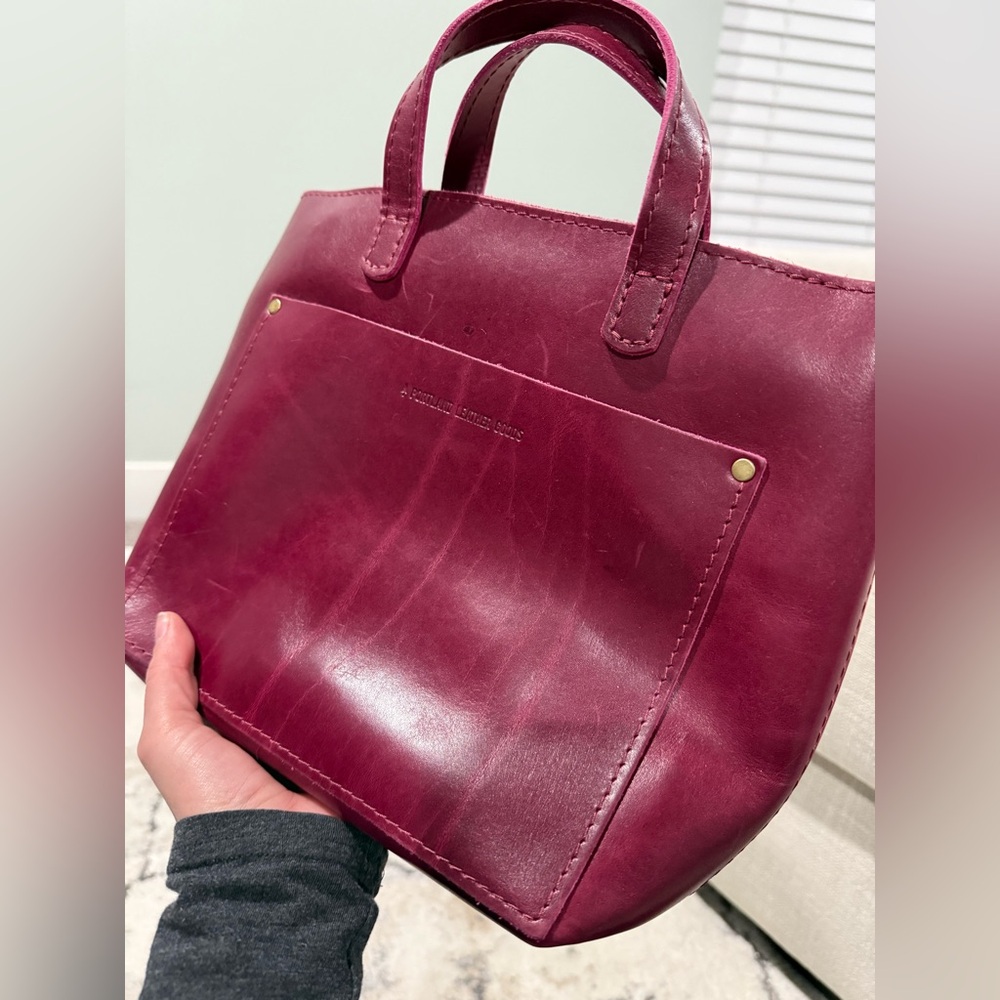 Portland leather goods Small zip boysenberry
